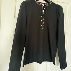 J. Crew Black Long Sleeve Kids Tee with Colorful Trim